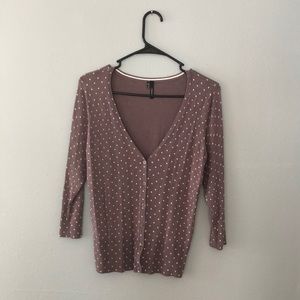 Purple/Gray Medium Maurices Cardigan polka dot
